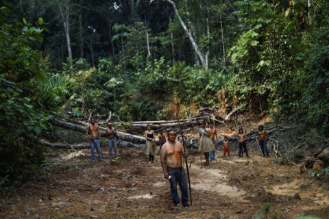 Indigenous Mura people pose for a picture in a deforested area of a non-demarcated indigenous land in the Amazon rainforest near Humaita, Amazonas State, Brazil, August 20, 2019. Brazil's new forest fund will protect their land - but it doesn't need to get all the money before COP30. REUTERS/Ueslei Marcelino