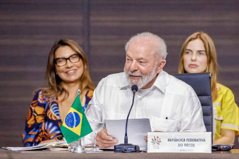 Brazil's president Lula da Silva giving a speech at the Amazon Summit. Lula scraps Bolsonaro's cuts to Brazilian climate target ambition