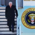 US president Donald Trump arrives on Air Force One at the Des Moines International Airport on Jan. 27, 2026, in Des, Moines, Iowa