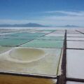 Evaporation pools for lithium extraction are seen as part of the Lithium Carbonate Industrial Plant, in the Salar de Uyuni, in Potosi, Bolivia