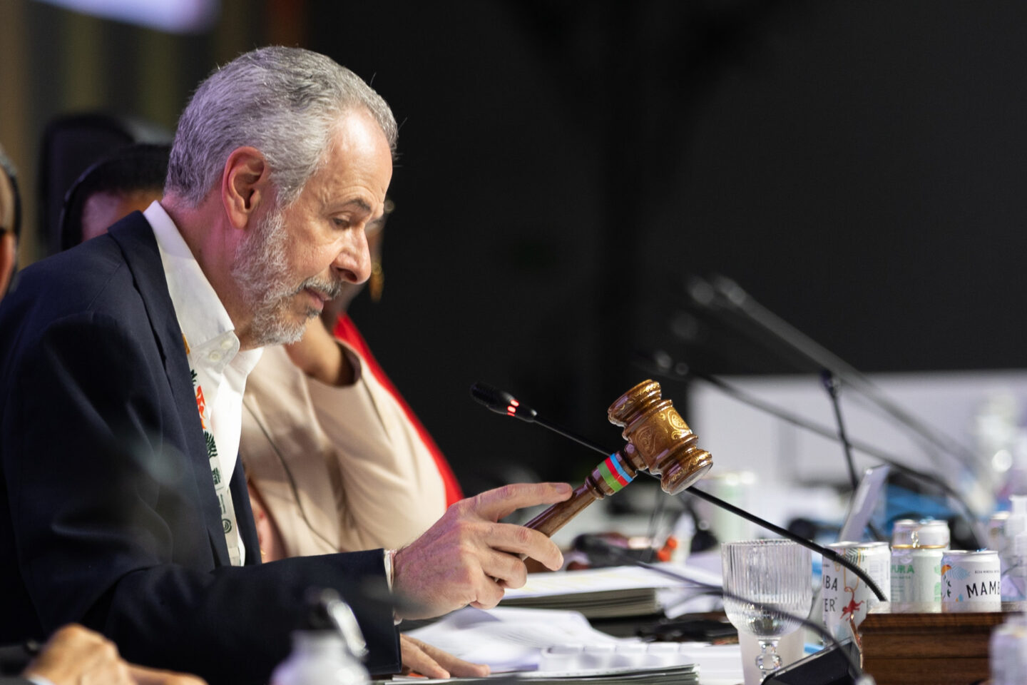 André Corrêa do Lago, COP30 President, Brazil brings down the gavel on the main package of decisions at the closing session on November 22, 2025. (Photo: © UN Climate Change - Kiara Worth)