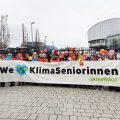 Demonstrators outside the European Court of Human Rights during the hearing of two landmark climate change and human rights cases