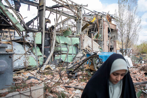The Shahid Beheshti University's laboratory, dedicated to research on laser and plasma, seen destroyed after a missile strike the previous day, on April 4, 2026 in Tehran, Iran